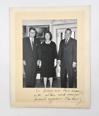 Photograph of President Kennedy, Dolores and Bob Hope