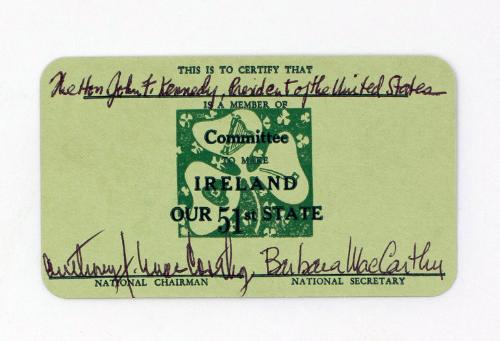 Membership Card for Committee to Make Ireland our 51st State