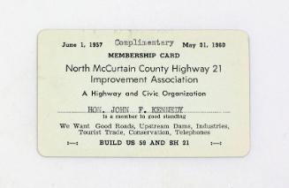 Membership Card for North McCurtain County Highway 21 Improvement Association