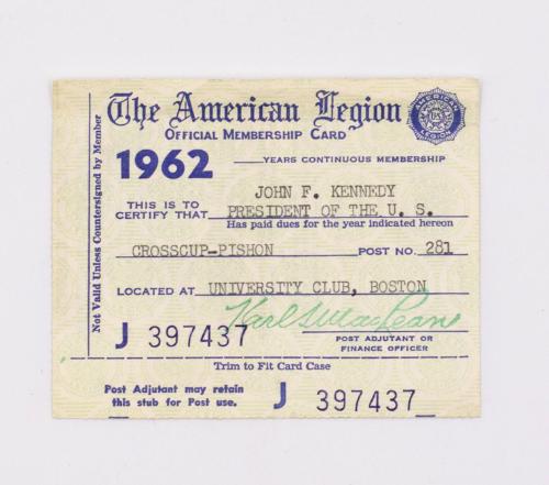 Membership Card for The American Legion Post No. 281