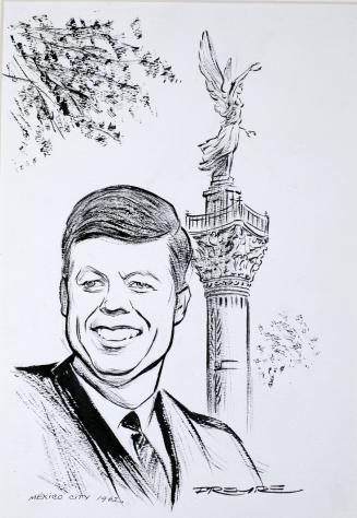 Caricture Drawing of John F. Kennedy in Mexico City