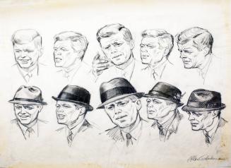 10 Cartoons of JFK posing with or without a Hat