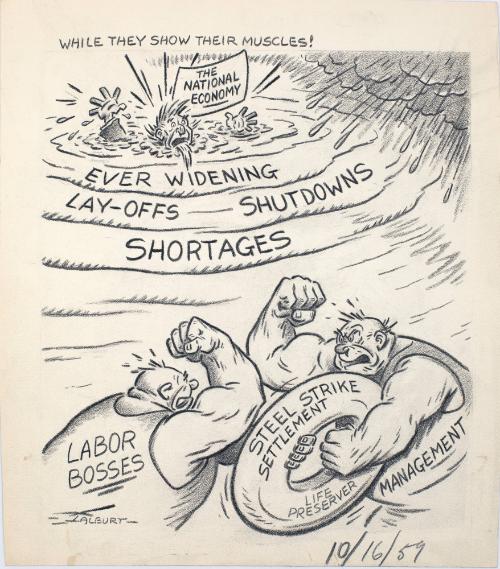 "While They Show Their Muscles" Cartoon