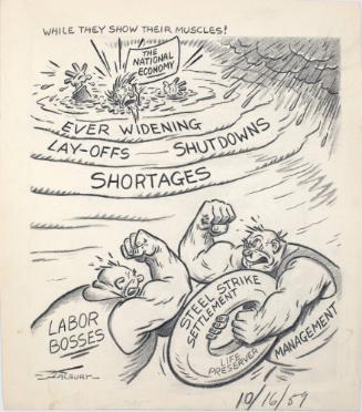 "While They Show Their Muscles" Cartoon