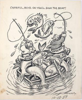 "Careful, Boys, Or You'll Sink The Boat!"  Cartoon