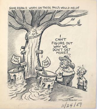 "Some Repair Work On Those Pails Would Help!" Cartoon