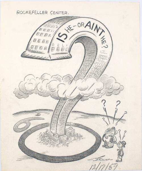 "Rockefeller Center."  Cartoon