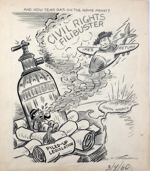 "And Now Tear Gas On The Home Front!" Cartoon