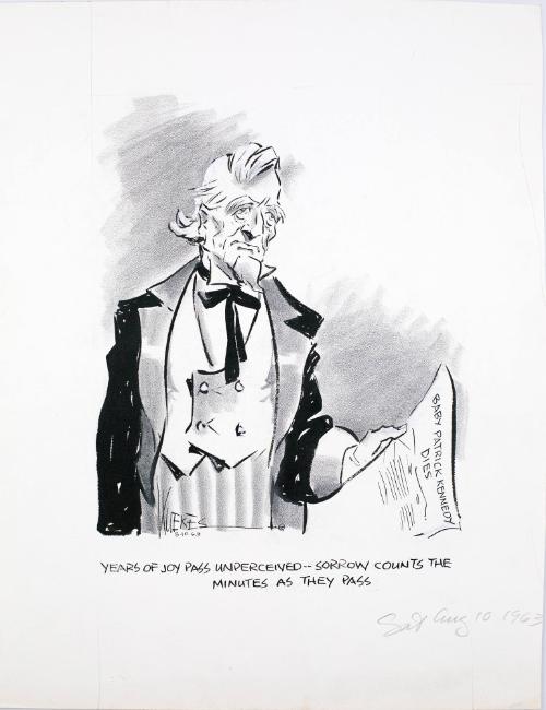 " YEARS OF JOY PASS UNPERCIEVED- SORROW COUNTS THE MINUTES AS THEY PASS" Cartoon