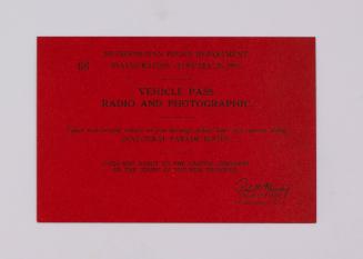 Radio and Photographic Vehicle Pass