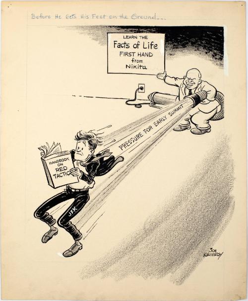 "Before He Gets His Feet on the Ground…" Cartoon