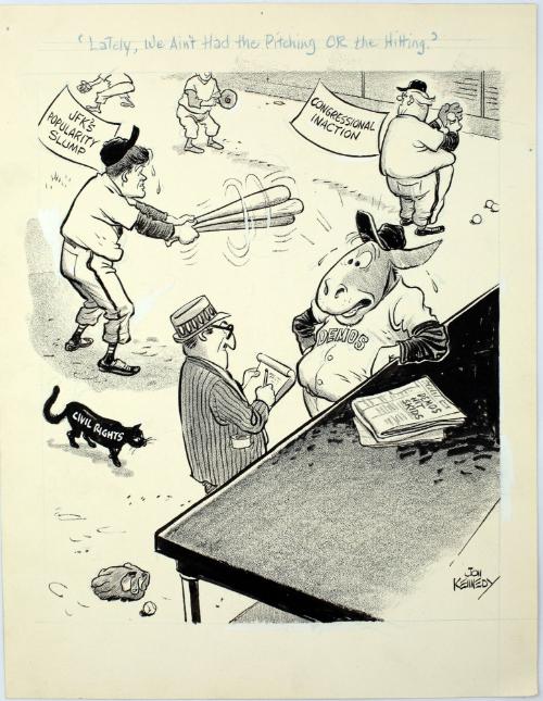 "Lately, We Ain't Had the Pitching OR the Hitting." Cartoon