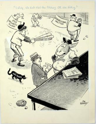 "Lately, We Ain't Had the Pitching OR the Hitting." Cartoon
