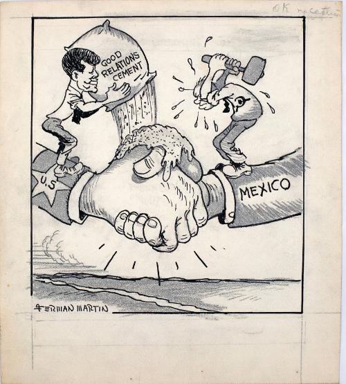"U.S. Mexico Handshake" Cartoon