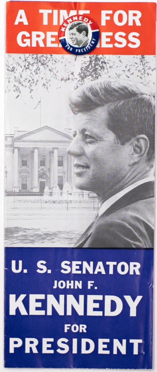 A Time For Greatness John F. Kennedy Campaign Brochure with Campaign Button