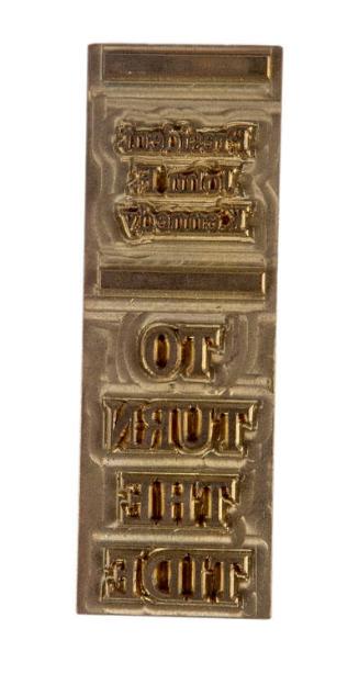 Printer's Die for "To Turn the Tide"