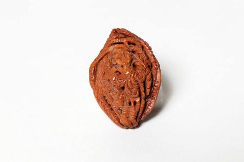 Carved Peach Pit Portrait of John F. Kennedy