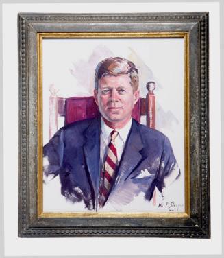 Print of a Watercolor Portrait of President Kennedy