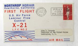 Commemorative Cachet: First Flight of X-21 L.F.C. No. 2