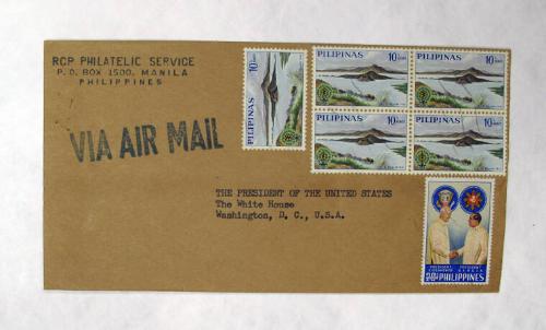 Envelope with Philippino Stamps, Stamped "Via Air Mail"