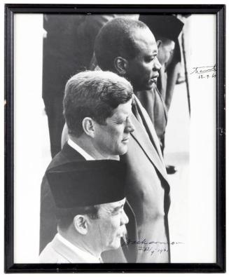Photograph of President John F. Kennedy, President Sukarno and President Keita