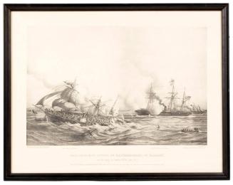 Engraving: Naval Engagement Between USS Kearsarge and the Alabama