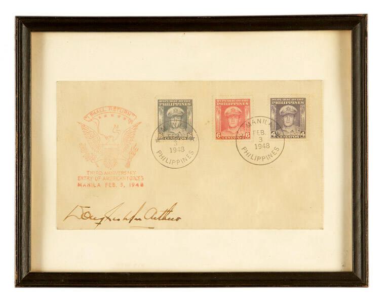 Envelope with 3 Douglas Mac Arthur Stamps All Artifacts The John F