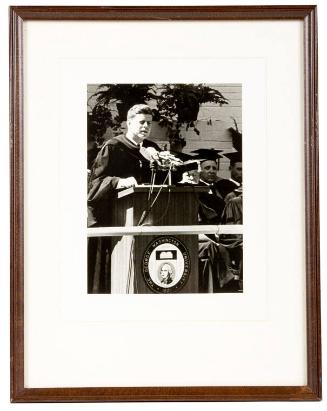 Photograph of President John F. Kennedy Giving Commencement Address
