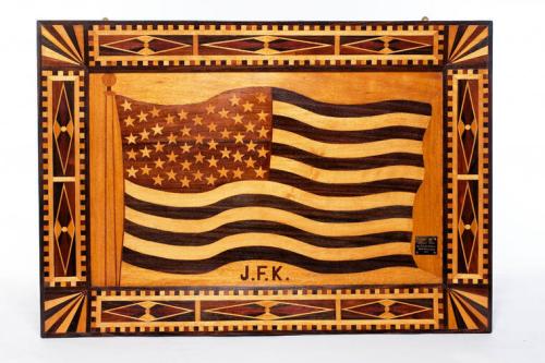 Inlaid Wooden American Flag