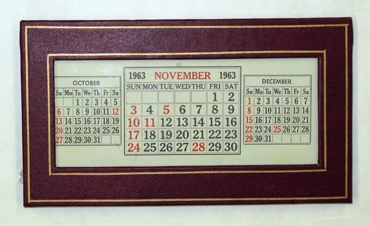 President Kennedy's Desk Calendar – All Artifacts – The John F. Kennedy 