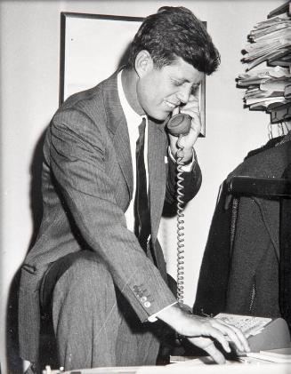 Photograph of John F. Kennedy on Telephone