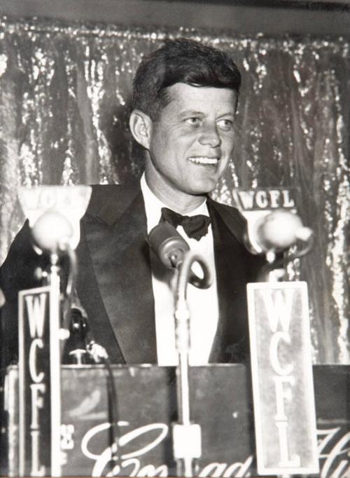 Photograph of Senator Kennedy Speaking on Radio WCFL – All Artifacts ...