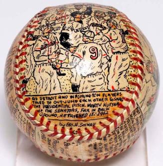 Baseball Decorated for Opening Day Game of Washington Senators and Detroit Tigers