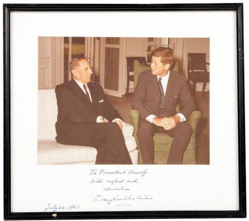 Photograph of President John F. Kennedy and General Douglas MacArthur