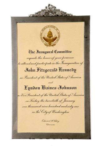 Invitation to the Inauguration of John F. Kennedy and Lyndon B. Johnson