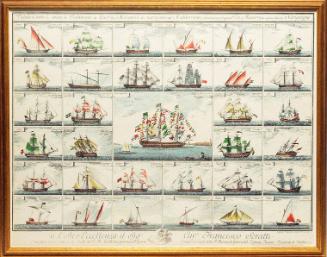 Engraving of 35 Sailing Vessels