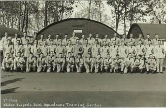 Photograph of Lt. John F. Kennedy with Class of Motor Torpedo Boat Squadron Training Center