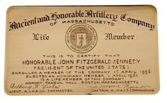 Life Membership Card for John F. Kennedy