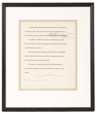 Carbon copy of Excerpt from Eisenhower Speech