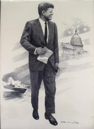 Drawing of John F. Kennedy and PT-109