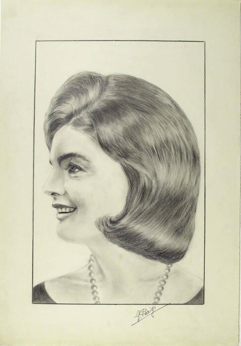 Sketch Of Jacqueline Bouvier Kennedy All Artifacts The John F Kennedy Presidential Library 