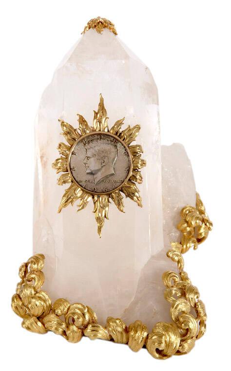 Kennedy Half Dollar Mounted In Quartz Crystal And Gold All Artifacts The John F Kennedy