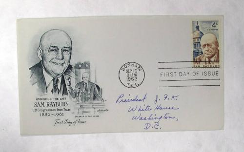 First Day Cover Sam Rayburn All Artifacts The John F. Kennedy