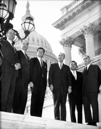 Photograph of Edward Kennedy with Group of Men Outside Capitol