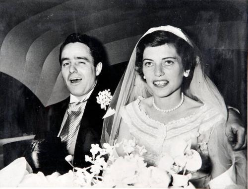 Photograph of Sargent and Eunice Shriver at their Wedding