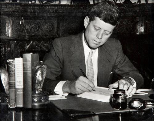 Photograph of John F. Kennedy in his Senate Office