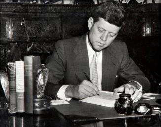 Photograph of John F. Kennedy in his Senate Office