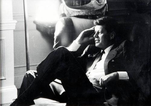 Photograph of Senator John F. Kennedy Relaxing in Chair