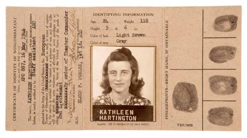 Certificate of Identity of Non-Combatant for Kathleen Kennedy Hartington