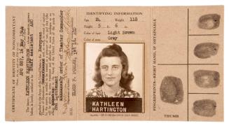 Certificate of Identity of Non-Combatant for Kathleen Kennedy Hartington